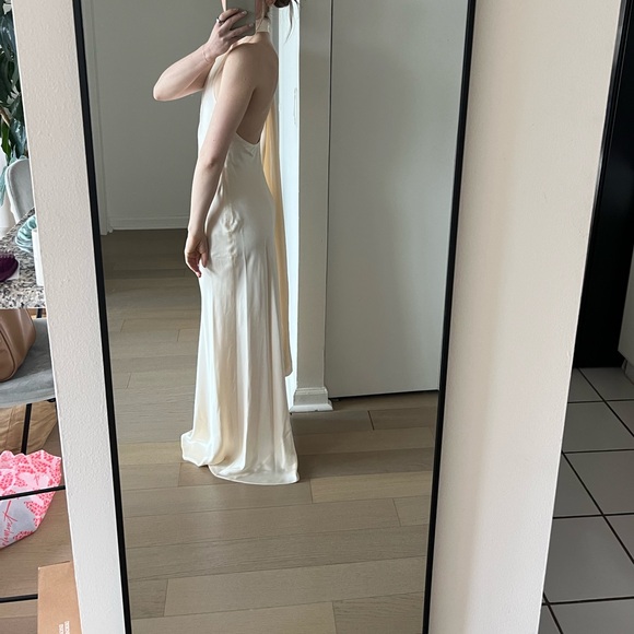 Mango Asymmetrical bow-neck Dress in Ivory - Picture 7 of 8